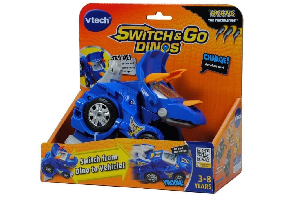 Vtech Educational Toy Swich Go Dinos Horns the Triceratops Transforming Dinosaur Triceratops with Japanese Manual and Voice Translation List &