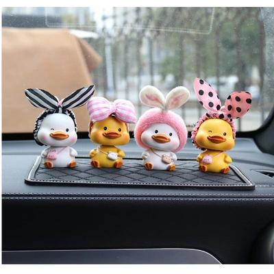 Auto Ornamenten Leuke Hars Boog Hoofdband Eend Schudt Zijn Hoofd Pop Auto Decoratie Cartoon Auto Interieur Accessoires