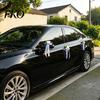 Easy Install Wedding Car Kit Artificial White Rose Decoration, Door Handle & Rearview Mirror Flower Bouquet Weather Resistant Flowers with Satin