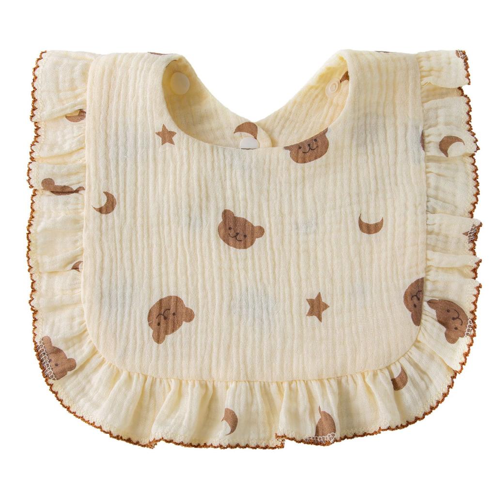 Baby Bibs Organic Cotton Muslin Scarf Burp Cloths Ruffle Floral Gauze Water Absorb Bandana for Newborn Accessories Feeding Kids