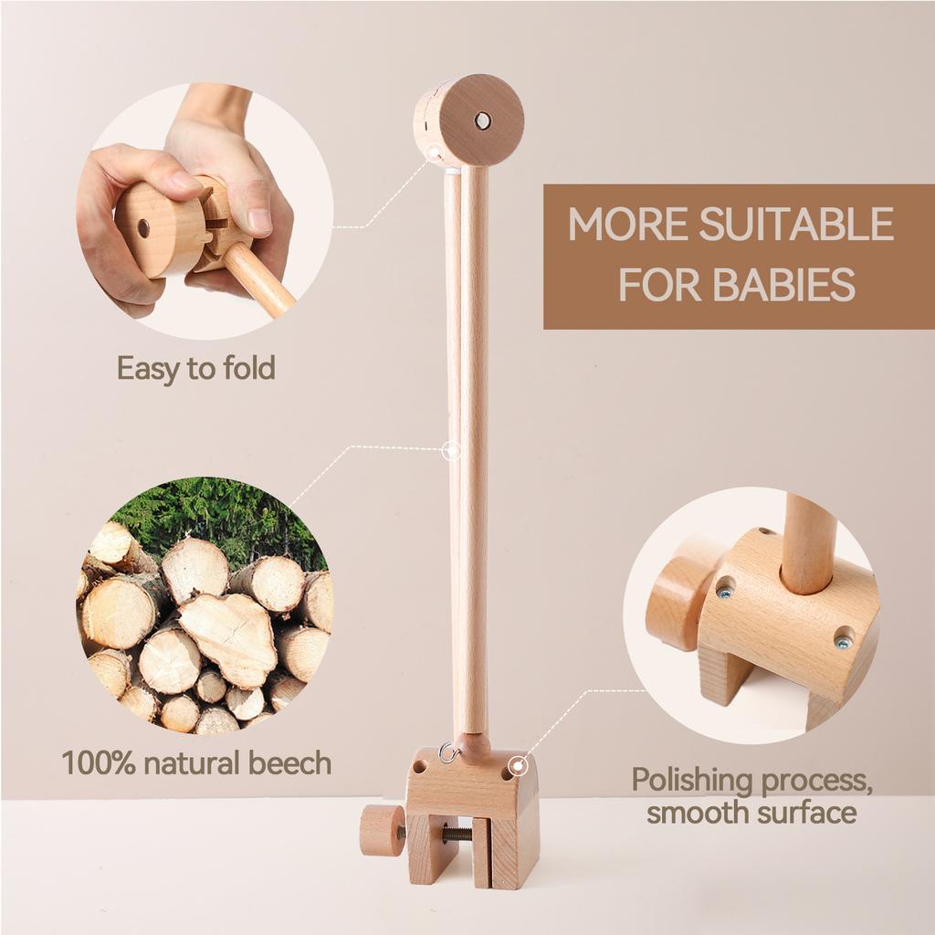 Wooden Rotating Arch Crib Mobile Bracket, Mosquito Net Hanger, Baby Crib Accessory, Newborn Soothing Crib Bell