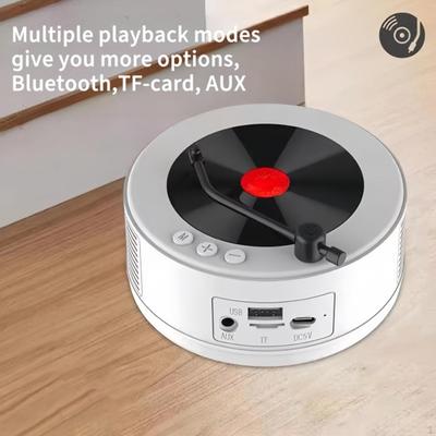 Mini Turntable Speaker Music Player Vintage Style Multifunction Portable Box Radio for