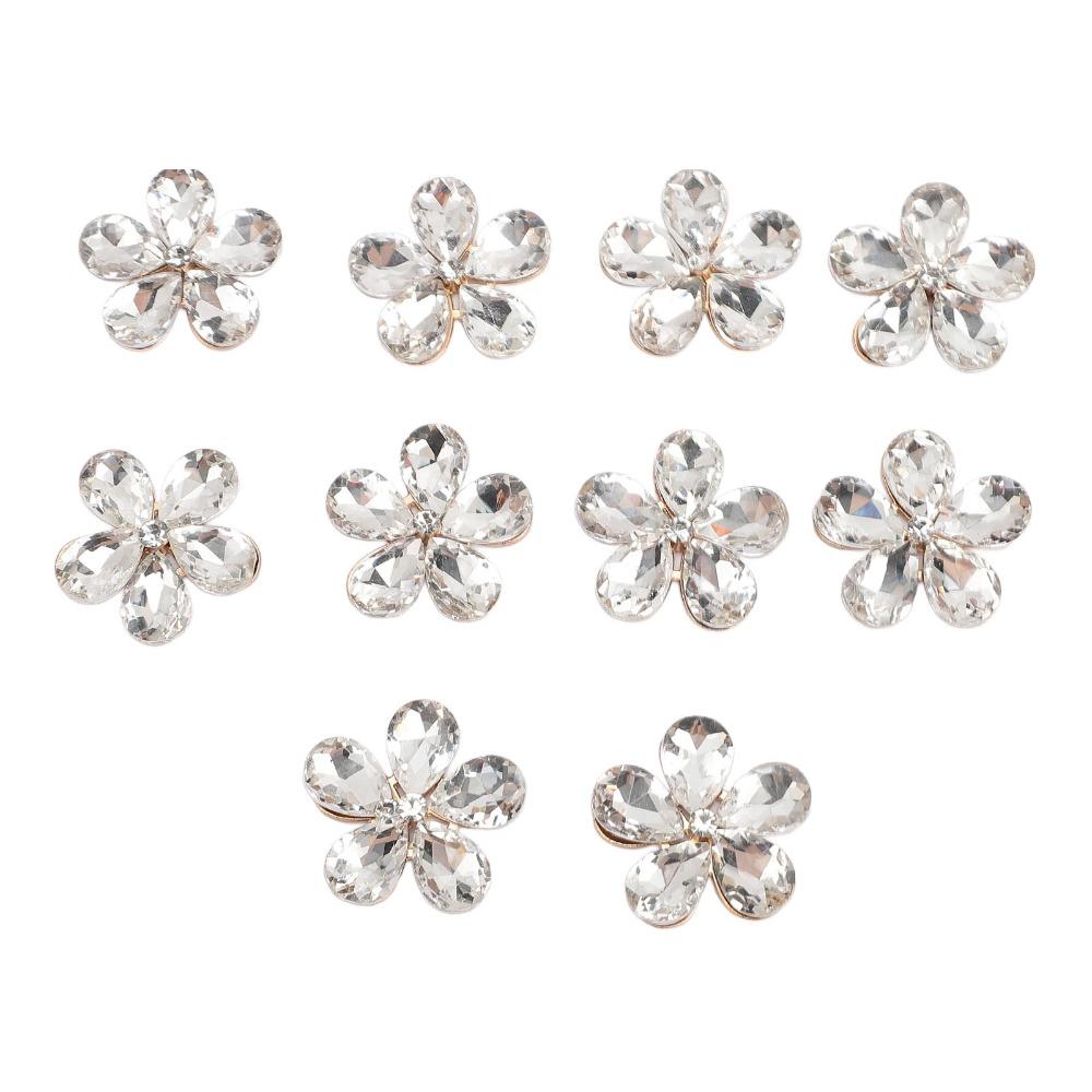 10pcs Zinc Alloy Flower Rhinestones Rhinestone Crystal Crystal Charms Flat Back Charms Beach Bag