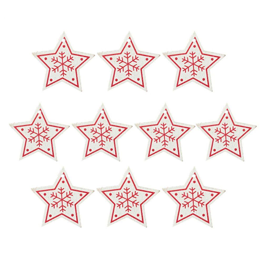 10pcs/set Gift Hanging Embellishment Party Supplies Wooden Tag Christmas Tree Ornament Star