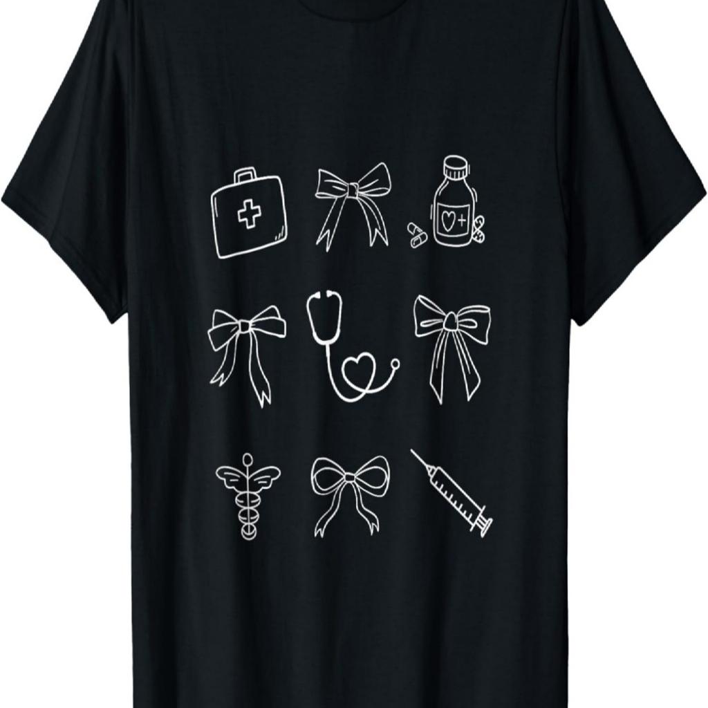 Medical Doodles Coquette Schleifen Krankenschwester Arzt Gesundheitswesen Damen T-Shirt