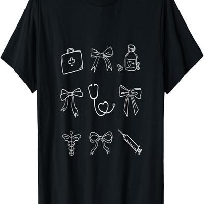 Medical Doodles Coquette Schleifen Krankenschwester Arzt Gesundheitswesen Damen T-Shirt