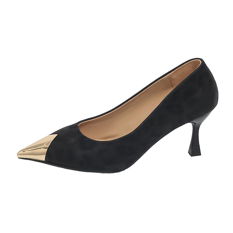 

2026 Fashion Women Pumps Shoes High Heels Vintage Sexy Genuine Leather Party Summer Pointed Toe Office Shoes Spring 34-39 34 чорний