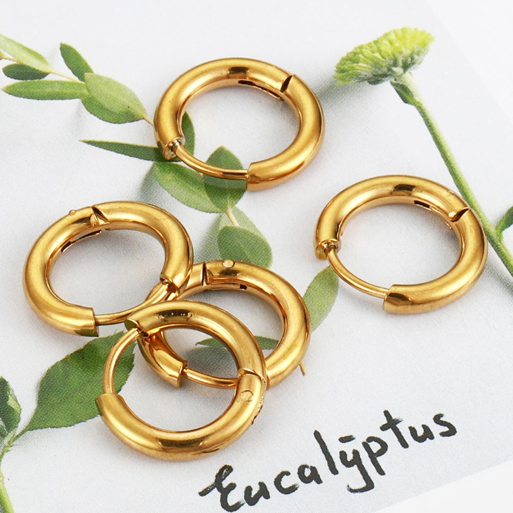 10pcs Stainless Steel Hoop Earrings 2.0mm 2.5mm Ear Ring for Men Women Gold Color Black Colorful Round Circle Earring Wholesale