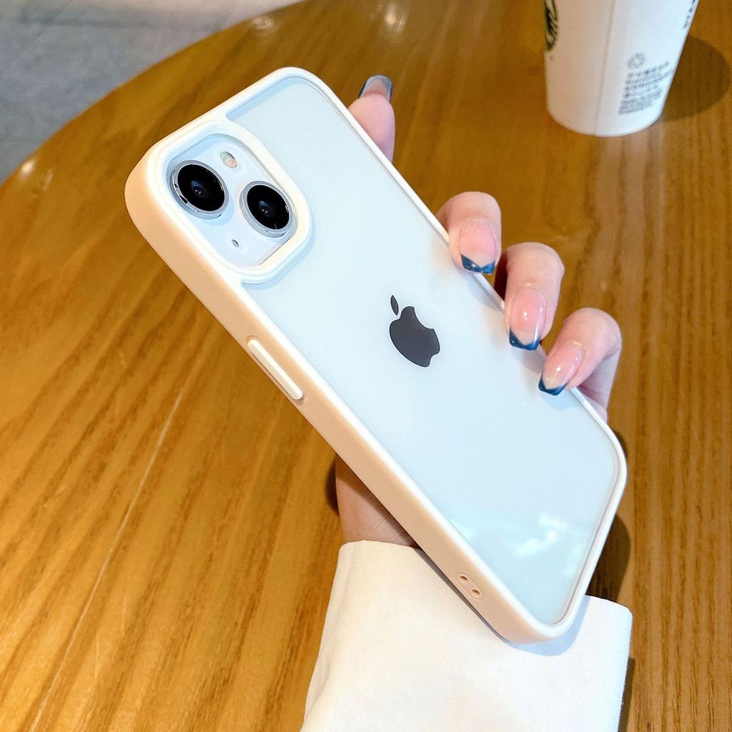 Applicable To Iphone16ProMax Acrylic Phone Case Two Color Youdun 15 Transparent Apple 14 Creative Contrast Color Set