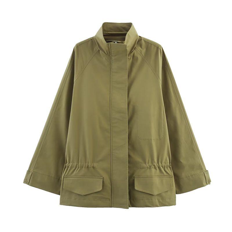 

Kaslead New Women clothes Western Style Fashion Simple Large Pocket Parker Outerwear 5854810 Green L