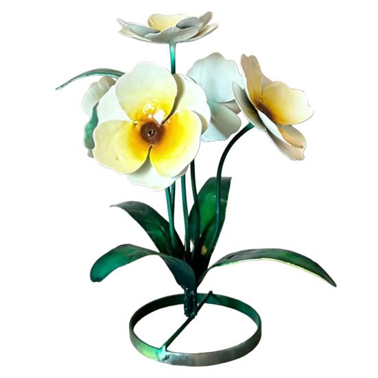 Metal Flowers Sculpture Handcrafted Rustic Flower Decoration Yard Art Plant Ornament for Outdoor