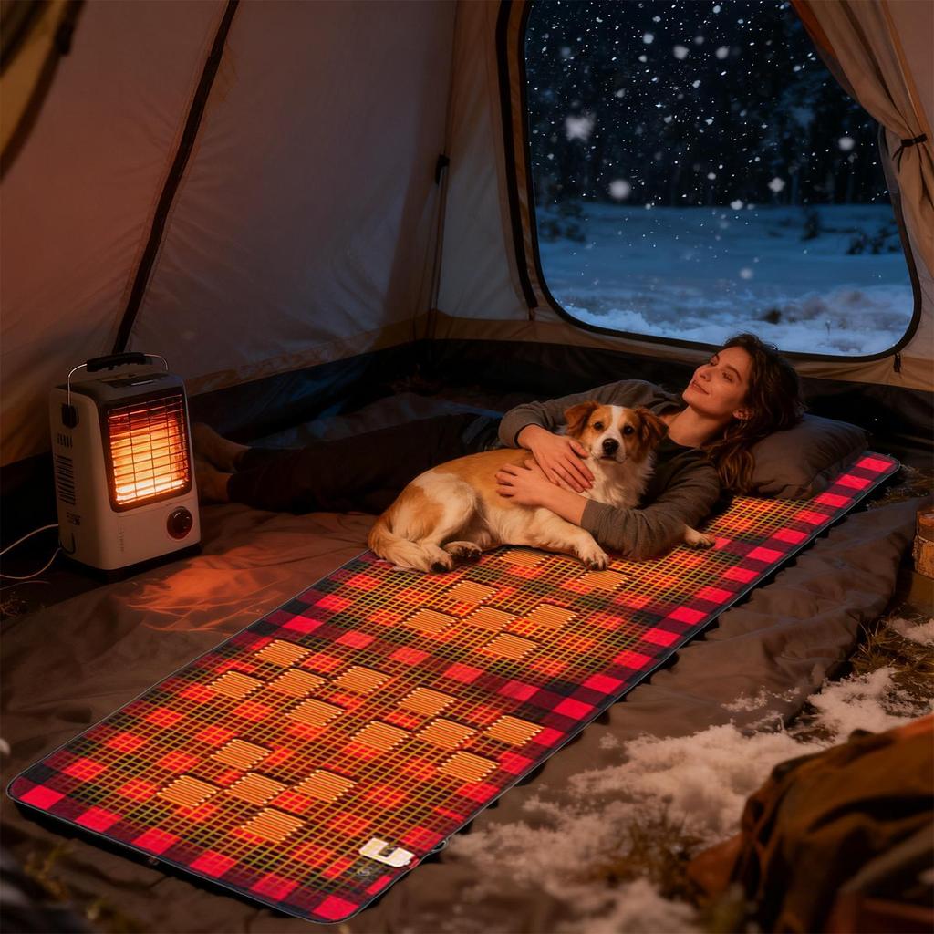 Heated Camping Pad Soft Foldable Warm Adjustable Blanket Sleeping Bag Liners For Men Women Hiking Outdoor Picnic Travel Survival
