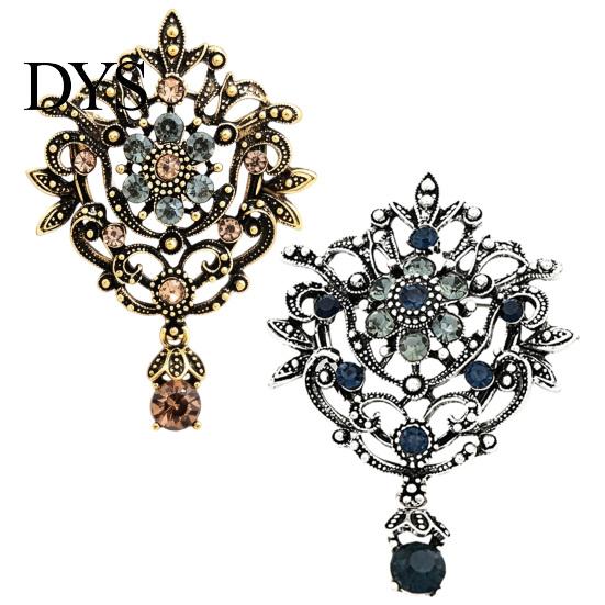 Vintage Broschen Pins Retro Hohl für Damen, Anstecknadel mit Funkelndem Oxidationsbeständigem Abzeichen Strasssteinen, Schmuckzubehör Tägliches Tragen Hochzeit
