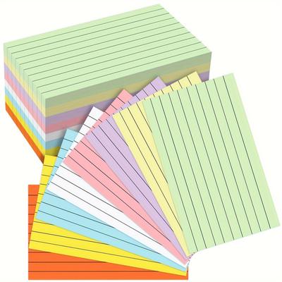 200 de coli Fișe colorate 3x5, note goale față-verso Carduri flash pentru studiu, cărți de notițe 3x5 rânduri, carduri pentru studiu