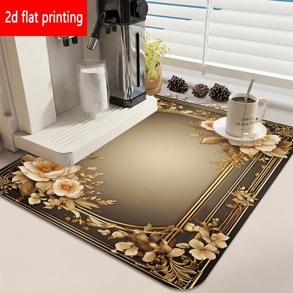 1Pcs Rubber Drying Mat With D Flat For Coffee Shop Restaurant Kitchen Carpet Tableware Durable Diatom Mud Table Mat Pet Mat