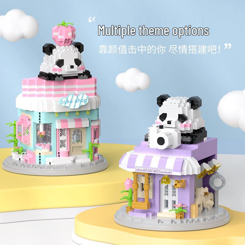 LEGO-kompatibel Panda Kaffebar Mikroklosser: Pedagogisk Byggeklossleke for Barn