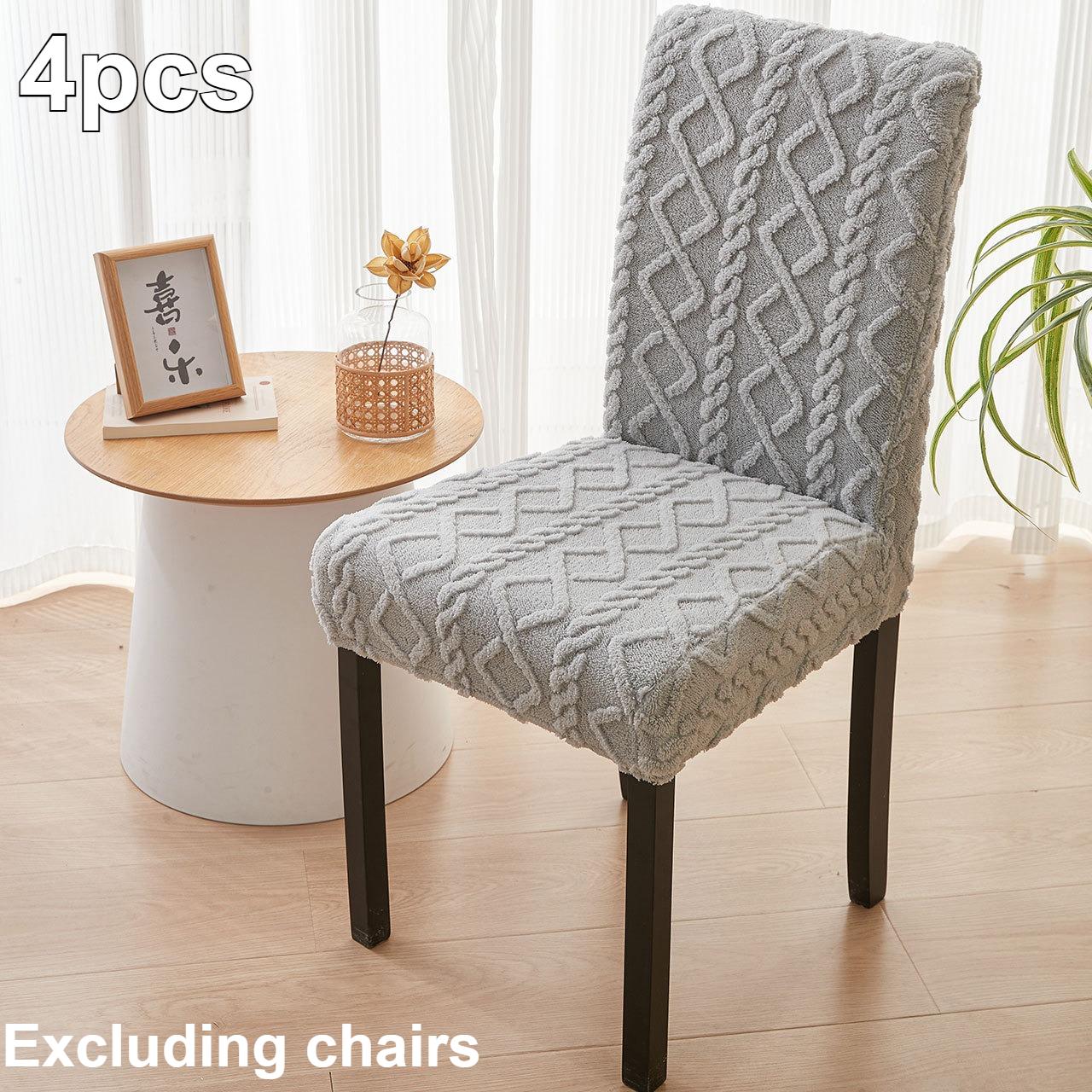 

4pcs Modern Shu velveteen Chair Covers, Elastic Band Slipcovers,Thick Plush Dining Chair Protectors,All-Season High Stretch Seat