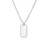 Geometric Square Dog Tag Pendant Necklace for Men Women Stainless Steel Jewelry Gift