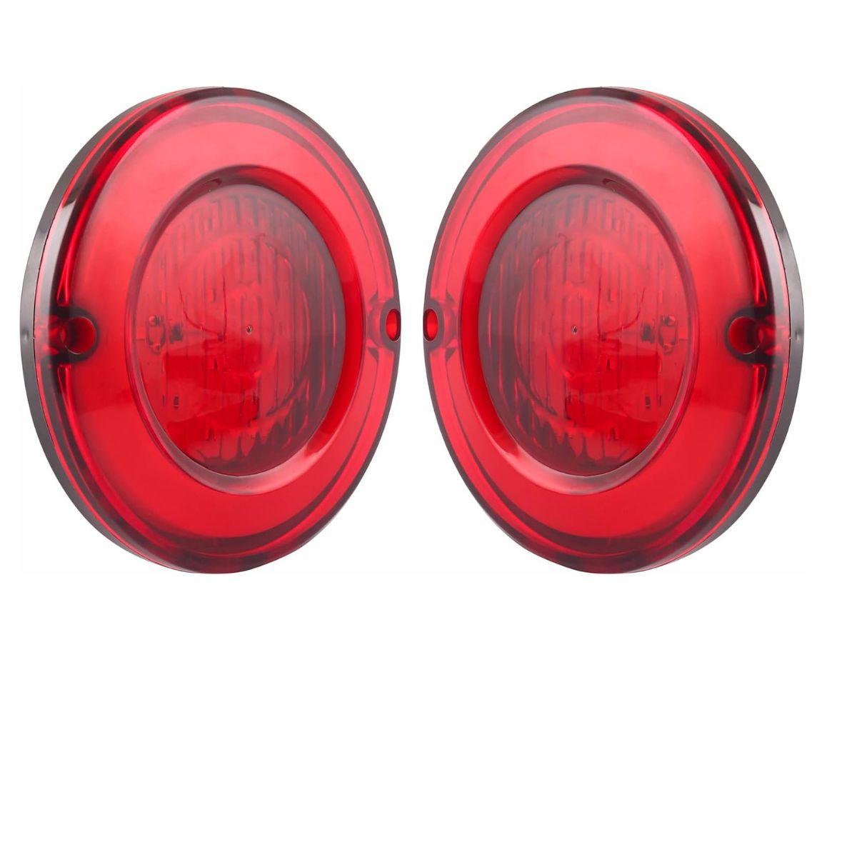 

Vintage Small Round LED Tail Lights 24V 100mm – Rear Stop Brake Lamp Set (2 pcs) for Iveco Bus, Camper & Sidecar червоний