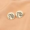 925 Silver Needle Creamy White Teddy Bear & Rabbit Stud Earrings - Simple, Versatile, Girlish Niche Design (B492X)