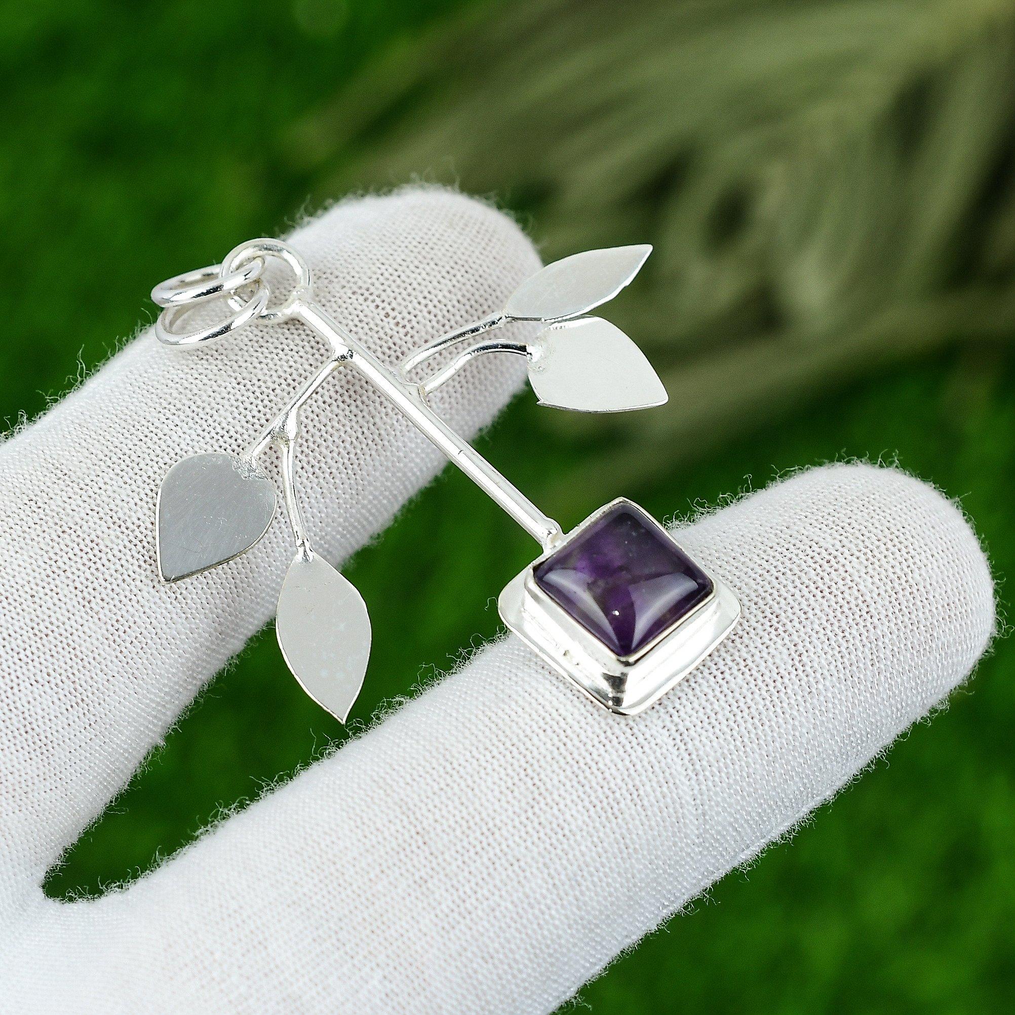 

Натуральный Аметист Драгоценный Камень Ювелирные Изделия 925 Стерлинговое Серебро Подвеска для Женщин