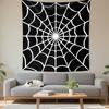 White Spider Web Minimal Line Pattern Black Gothic Wall Tapestry Halloween Decor for Living Room Bedroom Dorm Party Gift