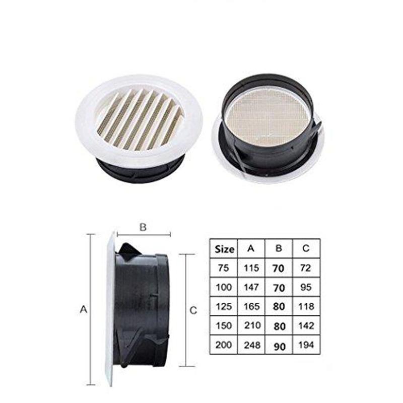 Plastic Round Air Exhaust Vent Grille Cover Wall Ventilation Inlet Outlet Eco Friendly ABS Plastic Construction