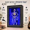 Night Light for Bedroom LED Dancing Skeleton Frame Decor, Glowing Spooky Gothic Desk Accessory Shelf, Halloween Party Atmosphere Ornament, Unique Dark