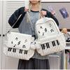 Zaino per Pianoforte Impermeabile Marca Stampa a Pois Coreana con Note Musicali Borsa a Spalla Studente Nylon Grande Capacità Cerniera Borsa da Viaggio