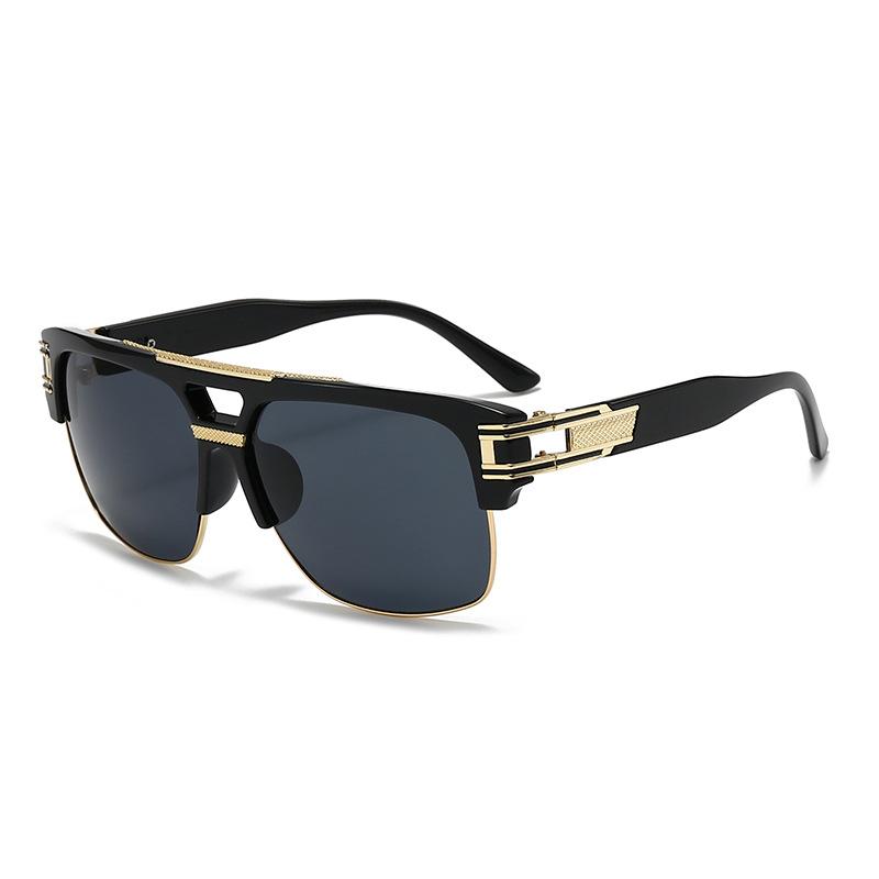 

Retro double beam steampunk sunglasses men s new large frame European and American sunscreen glasses sunglasses women s personality