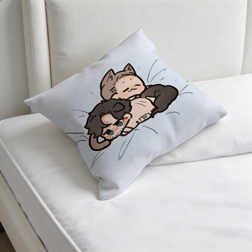 Cute HHannibal and Will Chibi Square Pillow Case Soft Decorative Throw Pillow Cover for Home Sofa Bed