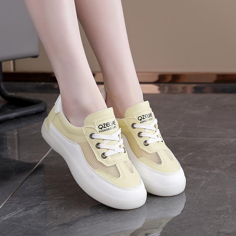 Новые дышащие увеличивающие рост легкие полые фитнес кроссовки с поддержкой свода стопы повседневные кроссовки - Амортизирующие нескользящие удобные уличные туфли на плоской подошве 35 жёлтый 3990₽