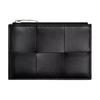 Woven Design Calfskin Card Holder With Silver Hardware Men Accessories Black 853519VBWD38803