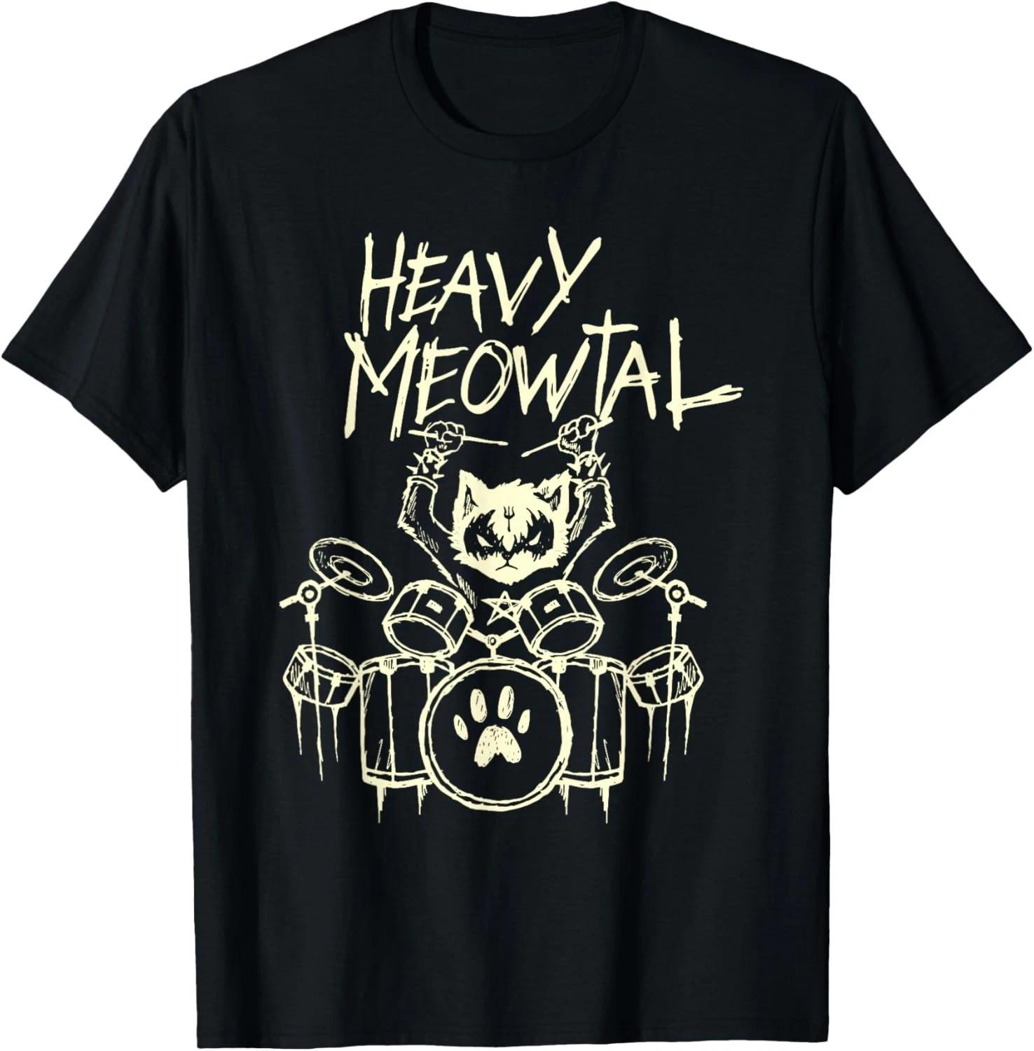 Metal Cat Drum Kit Cat Drummer Headbanger Unisex Adult Shirt Gift Unisex T-Shirt 4XL