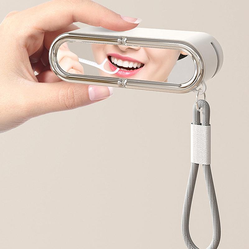 Floss Dispenser Automatic Ejectable Floss Organiser Oral Care Press-On Disposable Flossing Sticks Refillable Storage Box