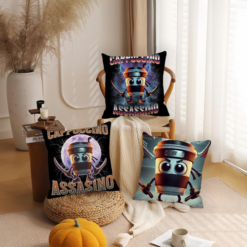 Cartoon Cappuccino Assassino Pillow Case Office Cushions Suitable For Sofa Car Bedroom Decorative Cushion Cover