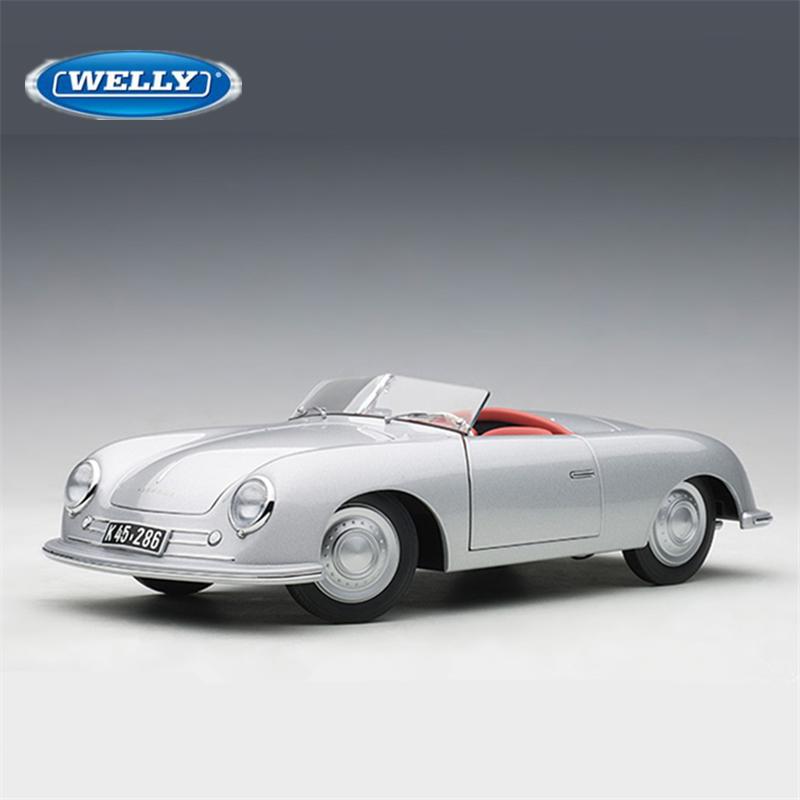 Welly 1/24 Porsche 356 No. 1 Roadster Alloy Retro Sports Car Model Diecast Metal Classic Car Model Simulation Childrens Toy Gift