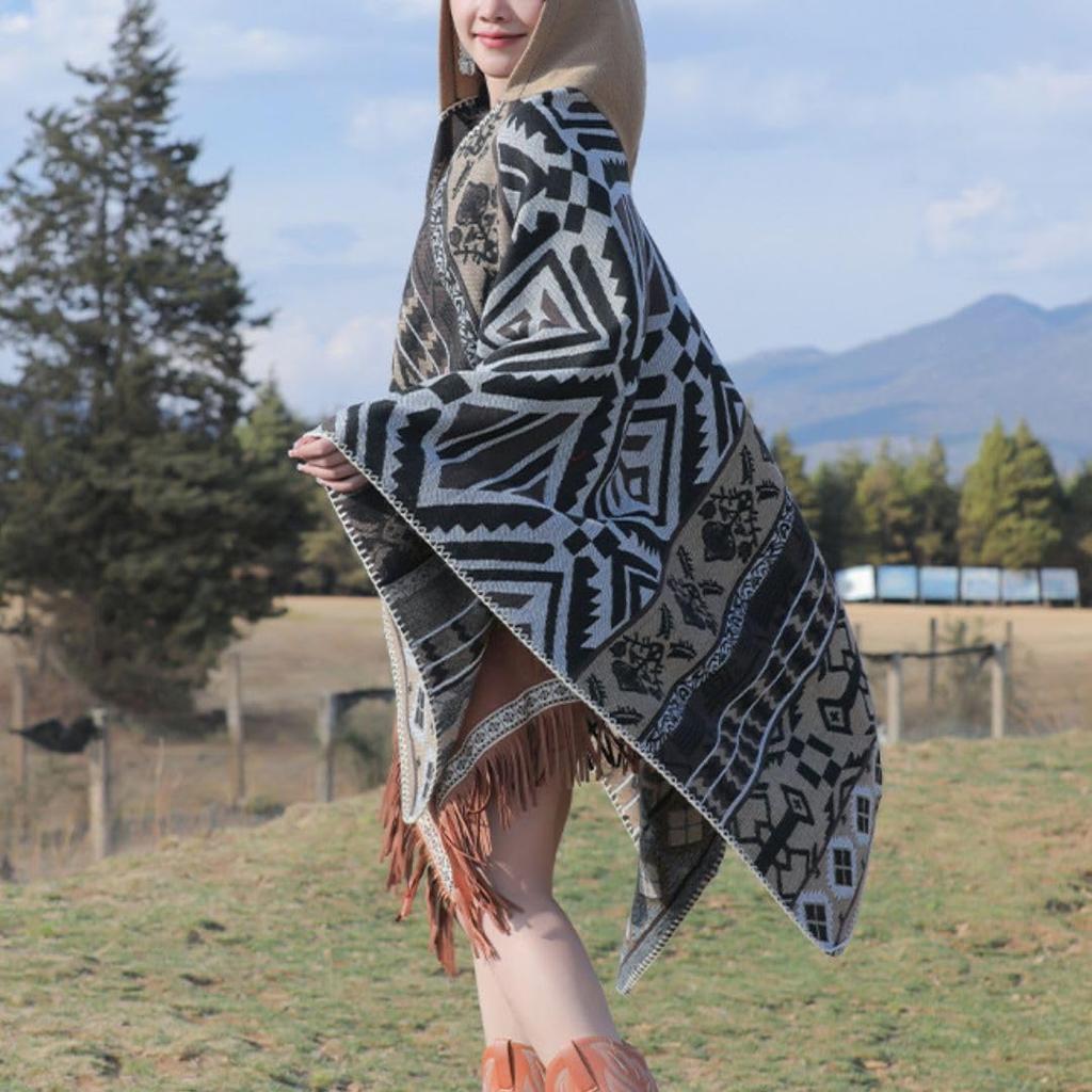 Cape, Outdoor Blanket, Bonfire Poncho, Hooded Coat, Stole, Throw (Beige) [Parallel Import]