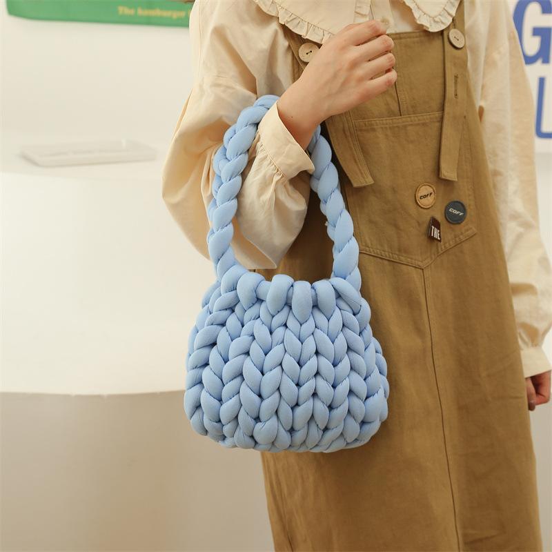 ins handmade knitted bag DIY material bag homemade coarse wool bag Icelandic thread bag armpit bag shoulder bag homemade trendy