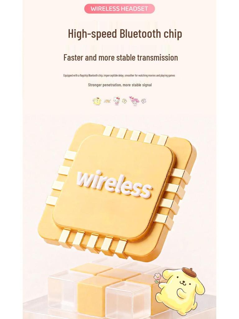 Hello Kitty Sanrio B03 Wireless Noise-Cancelling Earphones - Cute Cartoon Unisex Semi-In-Ear Bluetooth.