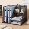 Desk File Holder & Organizer: Large Capacity Storage Rack for Folders, Books, and A4 Papers