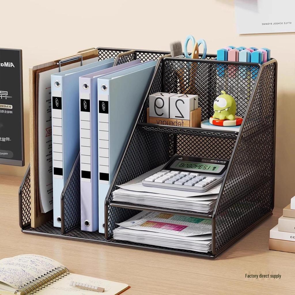 Desk File Holder & Organizer: Large Capacity Storage Rack for Folders, Books, and A4 Papers