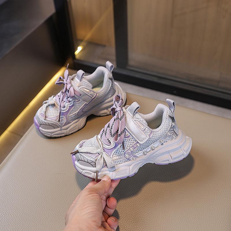 Girls sports shoes 2025 spring and autumn new fashion girls princess shoes student casual shoes soft sole children's dad shoes