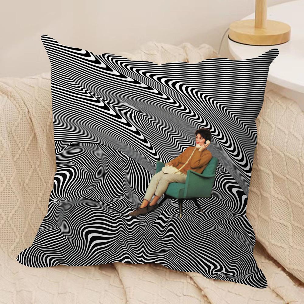 MMariano PPeccinetti Op Art Cushion Cover Silky Short Plush Invisible Zipper Dustproof Sofa Pillow Case For Home Decor