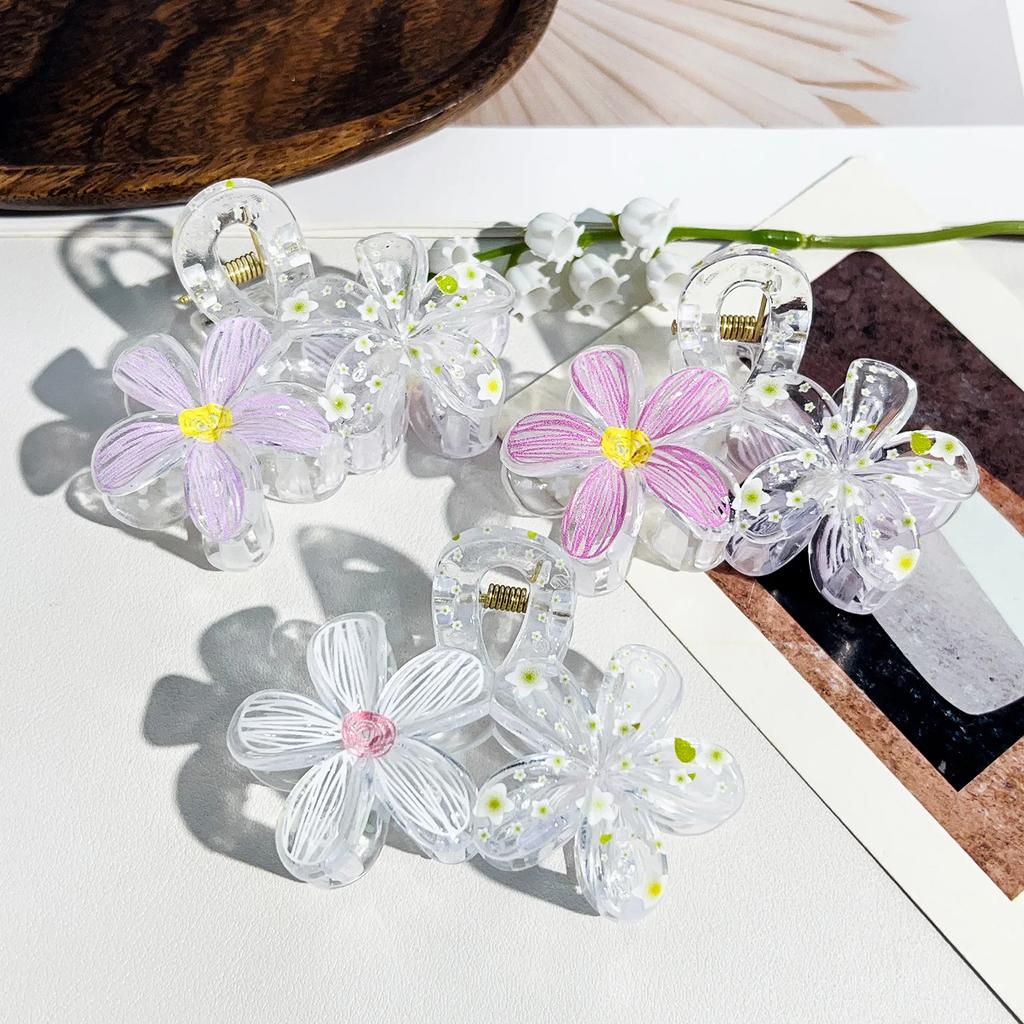 Sweet Doodle Floral Hair Claw Clip - Non-Slip Boho Updo Bun Clip for Women, Cute Spring Hair Accessories