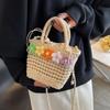 Hot Selling New Straw Woven Women Bag Summer Flower Fashion Woven Bag Handbag Paper Rope Hollow Casual Shoulder Bag