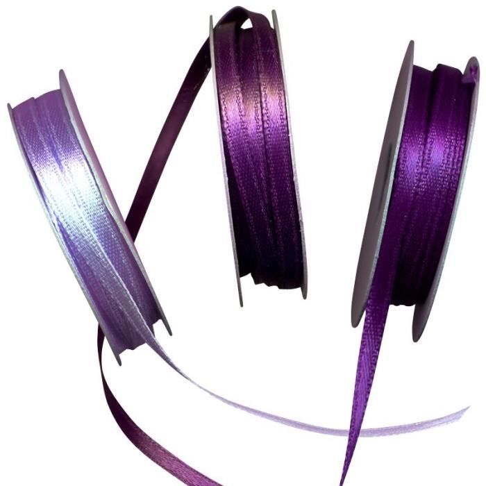 Ruban satin - RAYHER - 3 x 6 m - 100% polyester - Violet
