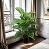 Artificial Alocasia Sarian Plant - Realistic Faux Potted Greenery for Indoor/Outdoor, Living Room & Office Decor, Zero Maintenan