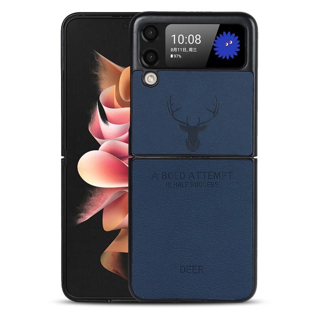 Kožené pouzdro roztomilé Deer Pu na telefon Samsung Galaxy Z Flip 3 5g Luxury Hard Pc Back Cover For Z Flip3