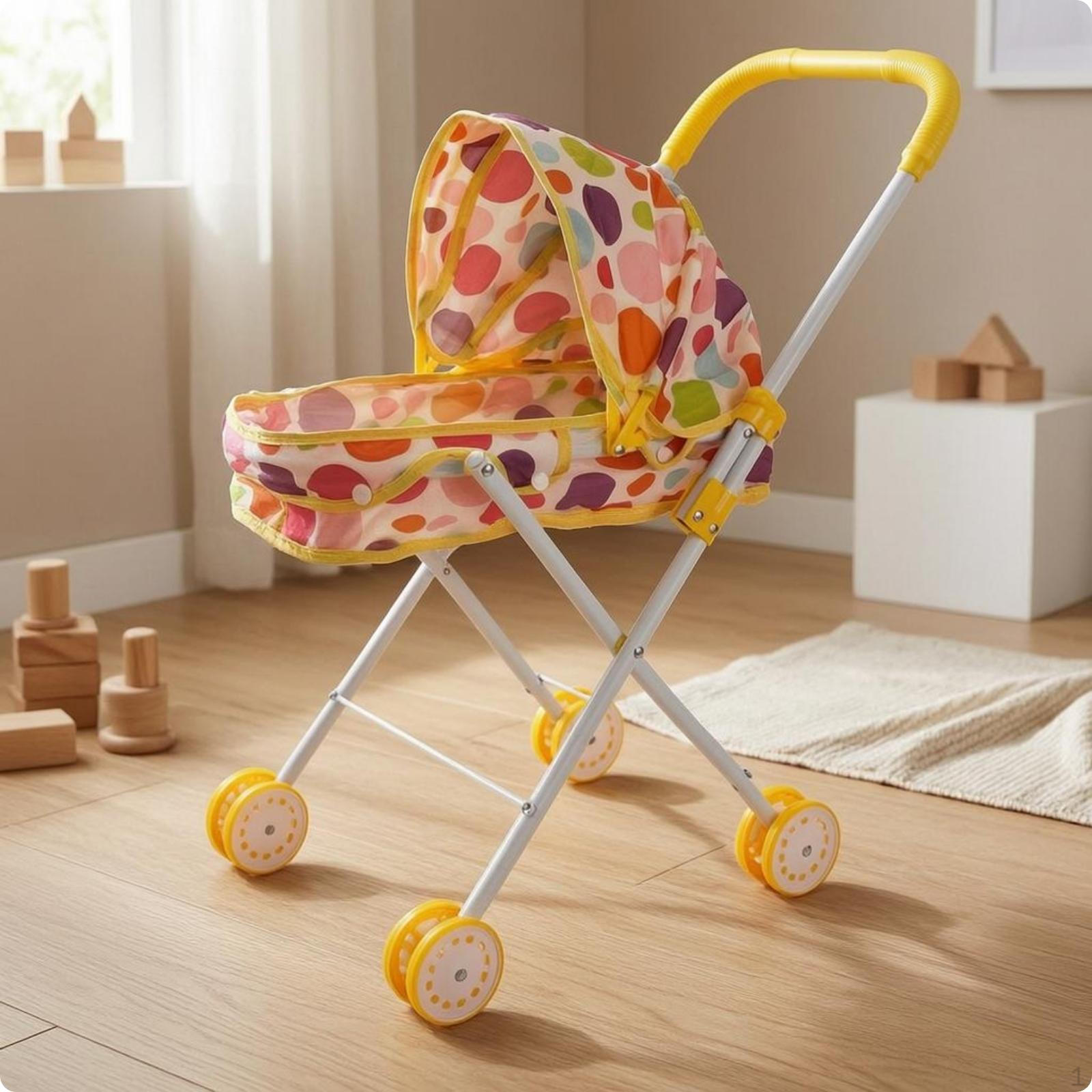 Infant Doll Carriage Dot Pretend Play Pushchair Metal Frame for Children Cs7883 Iron Rod